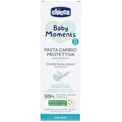Chicco Baby Moments Schützende Wickelcreme, Wickelpaste, mit Zinkoxid, sanfte Formel, schützt vor Windelreizungen, parfümfrei, 100 ml