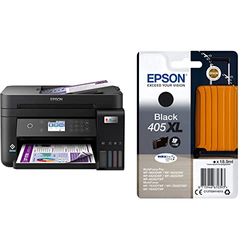 Epson EcoTank ET-3850 Print/Scan/Copy Wi-Fi Ink Tank Printer, With Up To 3 Years Worth Of Ink Included & 405XL Black Suitcase High Yield Genuine, DURABrite Ultra Ink