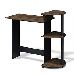 Furinno Compact Bureau d'Ordinateur avec Étagères, Noyer Noir, Columbia Walnut/Black, One Size