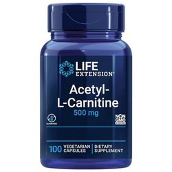 Life Extension, Acetyl-L-Carnitin, 500mg, avec Vitamine C, Hautement Dosé, 100 Capsules végétaliennes, Sans Gluten, Végétarien, Sans Soja, Sans OGM
