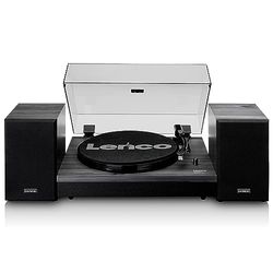 Lenco LS-300 - Giradiscos Hi-Fi con Bluetooth - Con altavoces externos 2 x 10 W RMS - Transmisión por correa - Apagado automático - Carcasa MDF - Negro