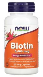 Now Foods - BIOTIN 5000 mcg | Apoya el crecimiento saludable del cabello y las uñas - 60 Cápsulas Vegetales