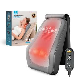 COMFIER Shiatsu massageapparaat, nekmassageapparaat met warmte, Shiatsu massageapparaat, 4D kneedrugmassageapparaat, spierpijnverlichting voor nek, rug, benen, cadeaus voor mannen en vrouwen, grijs