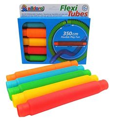 alldoro-Juego 3 cm de diámetro, 3 en 1, con 5 Tubos de plástico Flexibles como pistón de Bolas, tubería de Agua y Aros de aro, Longitud Ajustable de 21 a 73 cm, Multicolor, (Manfred Roser 60332)