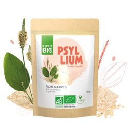 ESPRIT BIO – PSYLLIUM BIO 150g – Fibres – Transit Intestinal – à boire avec de l’eau – 100% Bio et Vegan