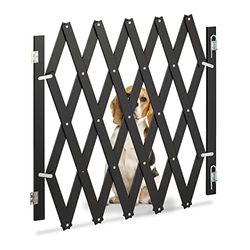 Relaxdays Barrière de sécurité pour Chiens, Jusqu’à 126 cm, 70-82 cm de Haut, Bambou, Animaux, escaliers & Porte, Noir