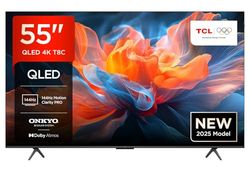 TCL 55T8C TV QLED 4K HDR Ultra HD da 55", QLED TV con tecnologia Google TV (Dolby Vision e Atmos, Motion Clarity Pro a 144 Hz, FreeSync, audio Onkyo 2.1, compatibile con Google Assistant)