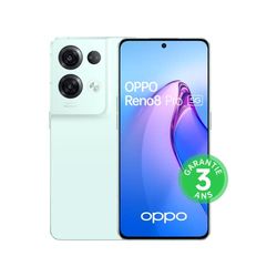 OPPO Reno 8 Pro Smartphone 5G - 8GB RAM + 256GB - Drievoudige fotosensor 64MP frontpaneel 32MP - 120Hz 6,7 inch AMOLED-display - 4500mAh batterij + 80W snel opladen - IJsgroen [FR]