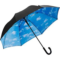 Falcone Golfparaplu - Windproof - Automaat - Ø 120 cm - Blauwe lucht wolkendessin - Zwart