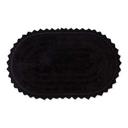 DII Crochet Collection Reversible Bath Mat, Large Oval, 21x34, Black