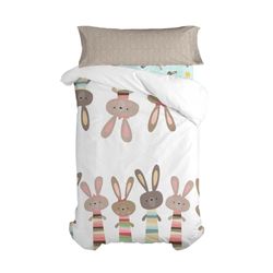 HappyFriday Moshi Moshi Rabbit Family påslakanset flerfärgad 105 säng 2 delar