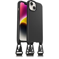 Otterbox Funda React Lanyard con MagSafe para iPhone 14, Ultra fina, Funda Protectora con cordón para cuello ajustable y desmontable, Testada según los Estándares Militares, Negro - Sin caja retail