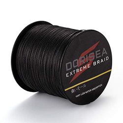 Dorisea Extreme Braid Fil de pêche tressé 100% polyéthylène Noir 100 m à 200 m Test 2,7 à 250 kg – Zéro étirement (100 m, 181,4 kg/1,4 mm (16 brins)