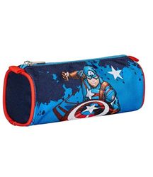 Captain America Portalápices Escolar – Legend Avenger, Azul, Rojo y Blanco – Estuche Escolar para niño – Apertura con Cremallera –