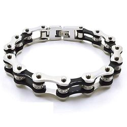 Bracciale uomo braccialetto donna catena moto in acciaio inox e colore nero con shopper custodia e spedizione in omaggio firmato Desja