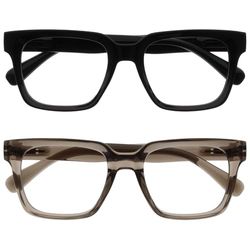 OPULIZERA Blue Light Blocking Reading Glasses - Anti-Reflective and Anti-Glare - 2 Pack Readers - UV400 Protection - Oversized Frame - Computer and Screen Glasses - Black Grey - Men Women - +3.00