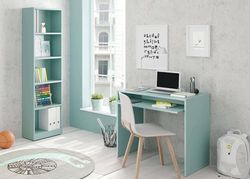 Dmora - Libreria Pomona, Mobile portalibri alta a 5 ripiani, Scaffale da ufficio o cameretta, Scaffale moderno con scomparti, 52x25h180 cm, Verde acqua