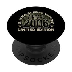 Regalo de 18 cumpleaños para hombre, efecto militar vintage de 18 años PopSockets PopGrip Adhesivo