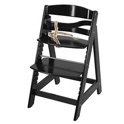roba Cadeira evolutiva de madeira preta Sit Up III, altura ajustável, 6 meses, suporta 70 kg, cadeira resistente para bebés com barra de segurança