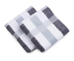 Gözze Handtuch, 2er Set, New York Streifen 50/100 cm, anthrazit/weiß/silber