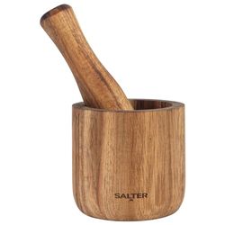 Salter BW12197EU7 Toronto Pestle & Mortar Set – Acacia Wood Large Bowl & Grinder, Hand Crusher For Food, Herbs, Spices, Seeds, Pesto, Solid Wood, Durable, 11cm Diameter Mortar, Pestle - 3.7 x 3.3cm