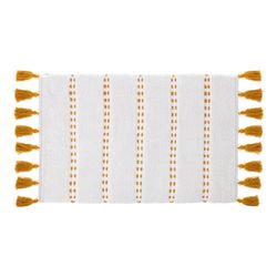 Five - Tapis de Salle de Bain en Coton avec Pompons Ocre 50 x 75 cm