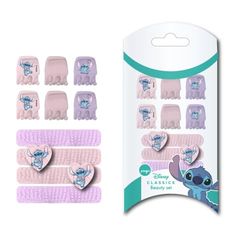 Disney Stitch Hair Accessories Beauty Set for Girls, Set Includes Pink and Purple 6 Hair Pins and 4 Stitch Scrunchies