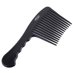 Fine Lines - Rake Comb With Wide & Long Teeth - Hair Detangling and Shower Comb Great for Afro, Wet or Curly Hair | Thick Plastic Black antistatic comb