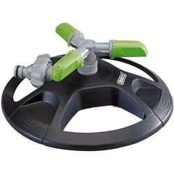 Draper 3-Arm Revolving Sprinkler | 5.8m Radius Coverage Area | Adjustable Arms | Ground Spike | 33cm Diameter Lawn Watering Tool | 27757