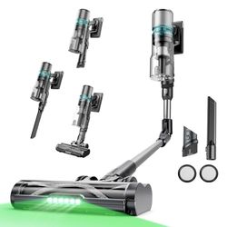 Proscenic P16 Cordless Vacuum Cleaner, 50Kpa 65Mins Runtime, 180°Bendable Wand, Hang-and-Charge Lightweight Stick Vacuum, Tangle-Free Brush, Rechargeable Hoover Vacuum for Floor Carpet Pet Hair(Grey)