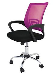 The Spanish Chair Ribadeo - Krzesło biurowe bez zagłówka, poliester i oparcie z siatki, różowe, 61 x 58 x 89 cm