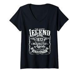 Mujer 52nd Birthday Living Legend Since 1972 Classic Vintage Camiseta Cuello V