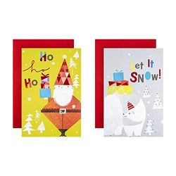 Quirky Karakters Boxed Charity Kerstkaarten van Hallmark - 12 kaarten in 2 schattige hedendaagse ontwerpen