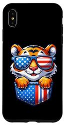 Coque pour iPhone XS Max Drapeau américain tigre 4 juillet dans poche Amérique maman papa