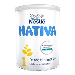 Nestlé NATIVA 1 Leche para bebés de 0 a 6 meses en polvo, fórmula para lactantes. Bote de 800g