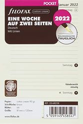 Filofax Tasca 1 settimana su 2 pagine cotone crema (tedesco) 2022 22-68258