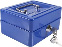 Kippen 10032B1 - Caja de caudales con bandeja para monedas. Color azul. Dimensiones: 150 x 120 x 80 mm.