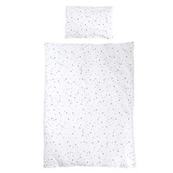 roba Barnsängkläder 100 x 135 cm Stjärncharm grå - Sängkläderset för flickor & pojkar - Täcke & Kuddöverdrag av bomull för spädbarn & barn - Stjärnmotiv - Vit