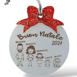 LO REALIZZO - Palline di Natale Personalizzate con Omini e Nomi Artigianali, Decorazioni Addobbi Albero di Natale, Regali Natale Personalizzati, Idee Regalo Amica, Parenti (Stile Classico)
