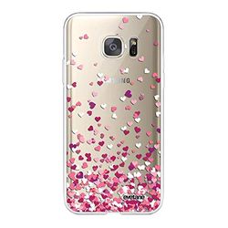 Evetane Beschermhoes voor Samsung Galaxy S7 360, volledige beschermhoes, voor- en achterkant, robuust, transparant, hartconfetti, modern motief