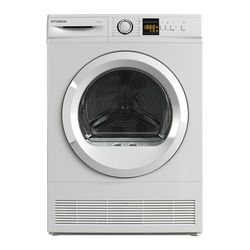Hyundai Secadora Condensación 8 Kg, Carga Frontal, Blanco, HSC800BD. 2700W, 15 Programas, Función Antiarrugas, Display LED manual, Eficiencia Energética Clase B