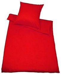 Kinzler B-10000/32 hoogwaardig katoen-satijnen beddengoed Uni, modern, 80x80 + 135x200 cm, rood