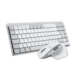 Logitech MX Mechanical Mini pour Mac Clavier sans Fil Illuminé + MX Master 3S pour Mac - Souris Bluetooth sans Fil avec Défilement Ultra-Rapide - Pale Grey - Clavier Français AZERTY