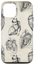 Custodia per iPhone 13 Diagrammi vintage di anatomia del cuore di tema cardiologico