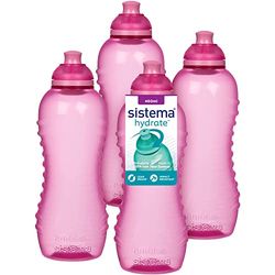 Sistema Squeeze Twist 'n' Sip sportowe butelki na wodę, 460 ml, szczelne butelki na wodę dla dzieci, bez BPA, różowe, 4 sztuki