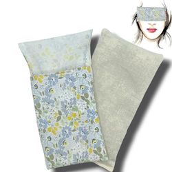 Cuscino per occhi "fiori giallo-blu" (1 ripieno e 1 federe lavabili) | Semi di lavanda e riso | Yoga, Meditazione, rilassamento, riposo oculare