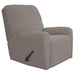 Easy-Going Copridivano elasticizzato per poltrona reclinabile, 4 pezzi, protezione per mobili e divani, con fondo elastico, in spandex jacquard con quadretti (poltrona reclinabile, tortora)
