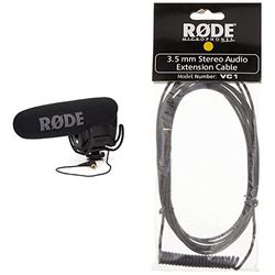 Rode Microphones VideoMic Pro Rycote Microfono Mono Direzionale a Condensazione, Mezzo Fucile, Ultra Compatto Professionale con Supporto Rycote & VC1 Cavo di Prolunga per VideoMic