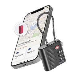 SBS Track My Lock TSA zamek z wbudowanym lokalizatorem wyszukiwarki, kompatybilny z Apple Where is (iOS), 3-cyfrowy zamek szyfrowy, alarm 60 dB, ładowanie USB-C, idealny do walizek i torebek, kolor