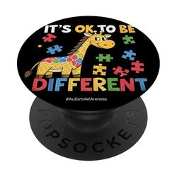 Está bien ser una jirafa de conciencia sobre el autismo diferente PopSockets PopGrip Adhesivo